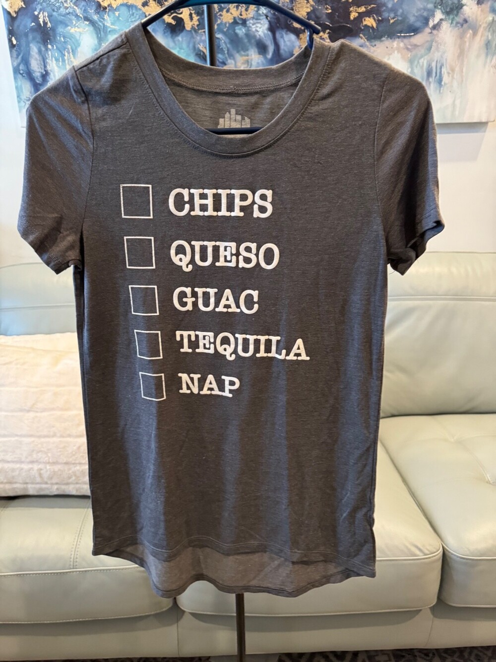 Nacho Chips Queso Guac Tequila Nap Funny Quirky Mexican Womens T-shirt Small